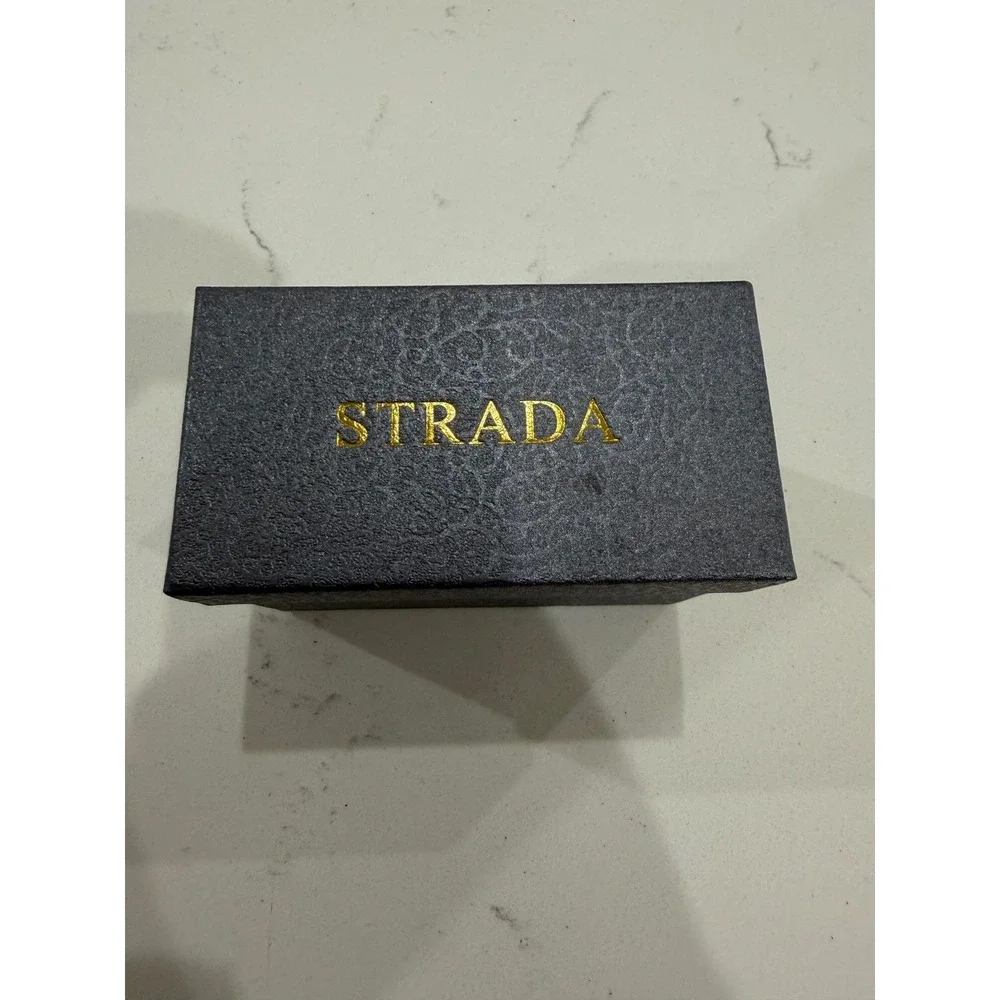 Strada Women Quartz Pendant Watch Turquoise Black Crystal Silver Tone Boho New